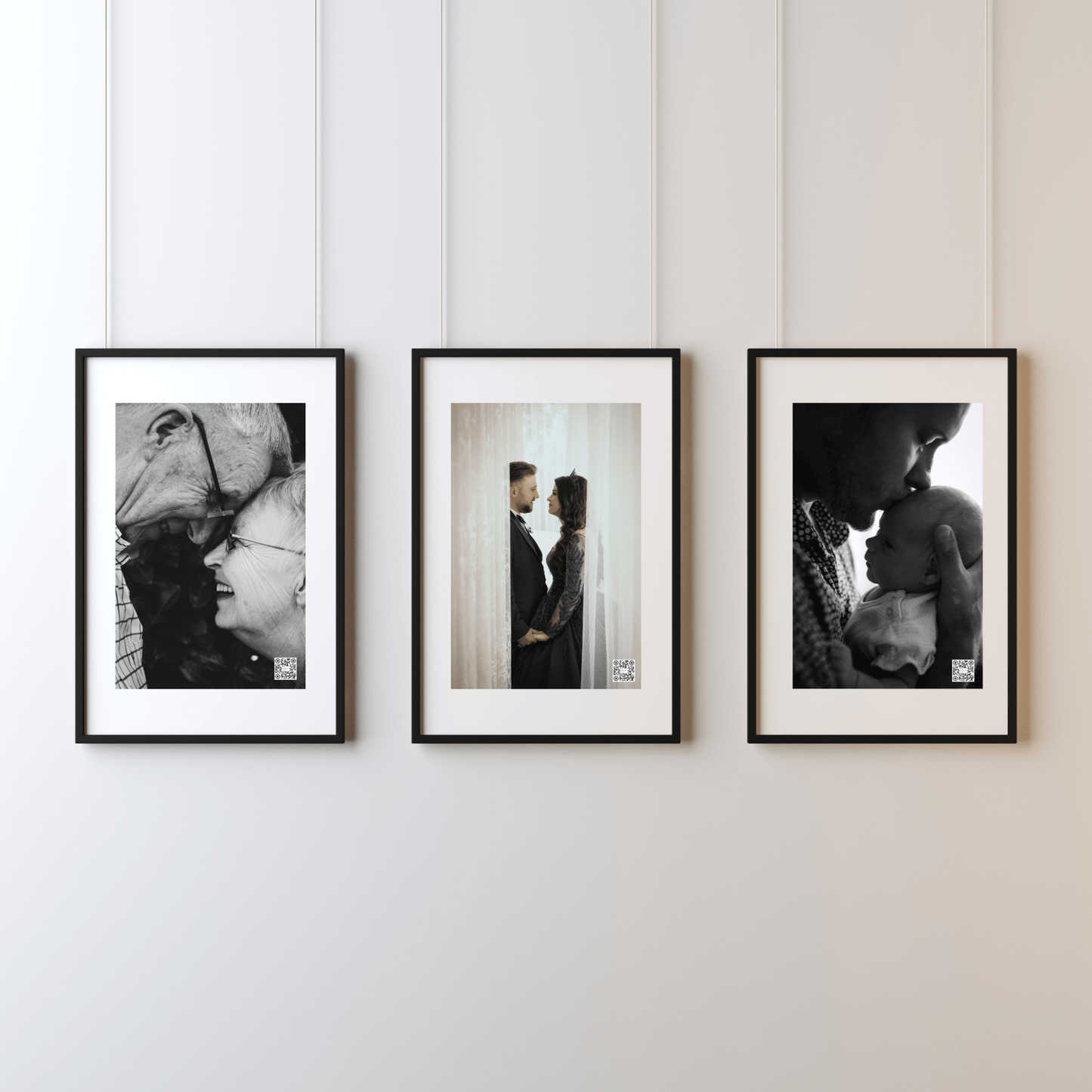 3 MemoryFrames an einer Wand