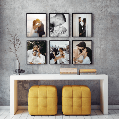 6 MemoryFrames an einer Wand
